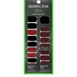 Dashing Diva Gloss Ultra Shine Gel Nail Strips - Black and Red